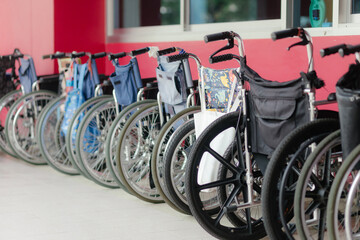 Many wheelchairs for people with disabilities