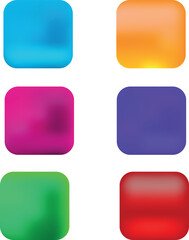 multicolored square buttons with rounded corners on transparent background