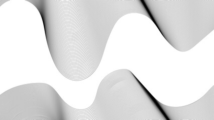Abstract black and white wave lines on transparent background. Technology, data science, geometric border pattern. Isolated on white background. Vector illustration