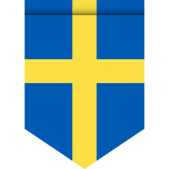 Sweden flag or pennant isolated on white background. Pennant flag icon.
