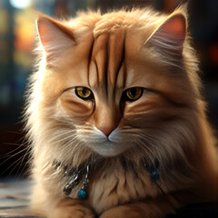 cute fluffy cat creature illustration