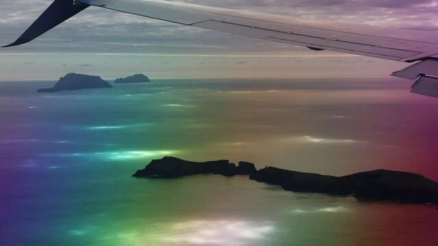 an airplane over the island of madeira 4k 30fps video