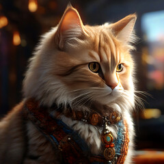 cute fluffy cat creature illustration