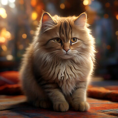 cute fluffy cat creature illustration