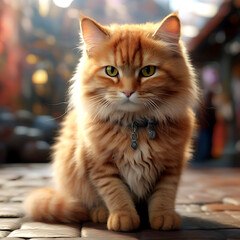 cute fluffy cat creature illustration