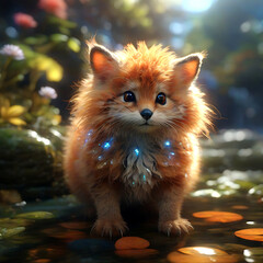 cute fluffy cat creature illustration