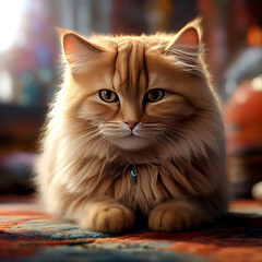 cute fluffy cat creature illustration