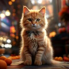 cute fluffy cat creature illustration