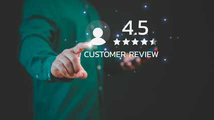 Customer give point 4.5 stars icon for feedback review satisfaction service opinion and...