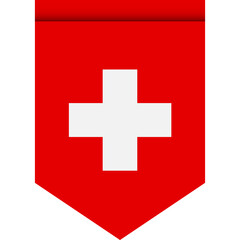 Switzerland flag or pennant isolated on white background. Pennant flag icon.