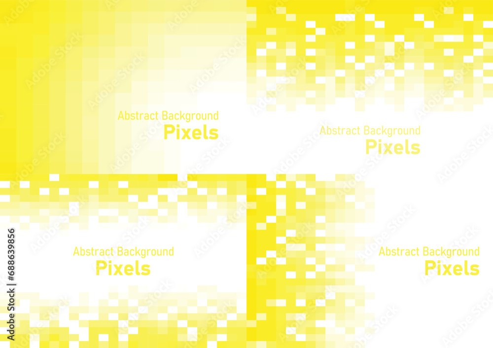 Aufkleber abstract pixels disintegrate pattern, geometric mosaic background set, yellow color gradient, vector