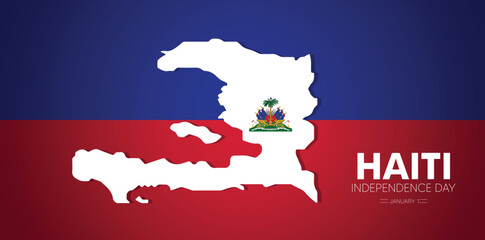 Haiti Independence Day 1 January map vector poster