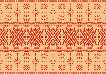 abstract geometric shape seamless pattern background, red, green and yellow colors