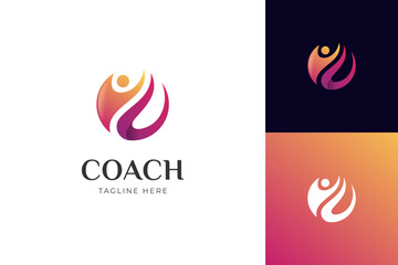 Coach energy logo design for Life coaching logo, coaching Dream of success logo design vector template - obrazy, fototapety, plakaty