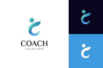 letter c coach logo symbol for Life coaching logo, consulting logo icon design graphic template - obrazy, fototapety, plakaty