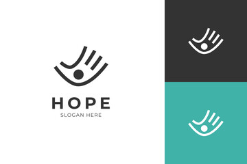 people's hopes logo icon design with hand line graphic symbol for charity logo signs - obrazy, fototapety, plakaty