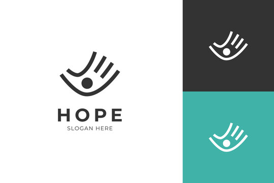 people's hopes logo icon design with hand line graphic symbol for charity logo signs