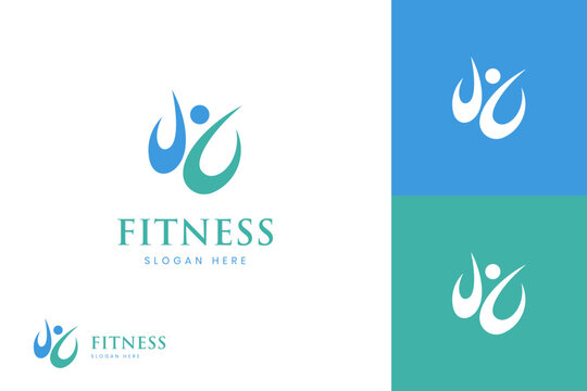 Health life people logo icon design. with round happy person graphic symbol for fitness, health life vector logo symbol