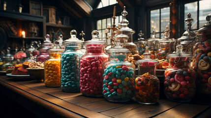 Fototapeta na wymiar Candy store with jars.