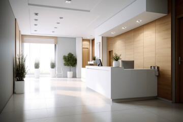 Spacious entrance area with counter of a modern office - 688642608