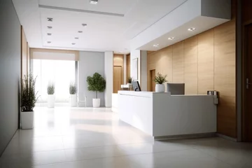 Spacious entrance area with counter of a modern office © Jürgen Fälchle