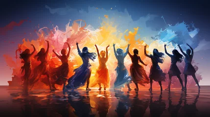 Poster AI rendered image of young women in a dance group. ai generated. © 1st footage