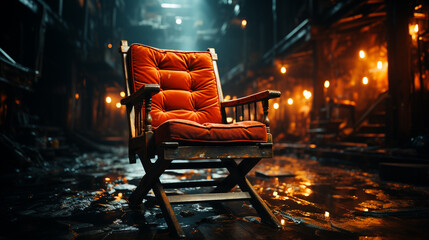 Directors chair at movie room. - obrazy, fototapety, plakaty