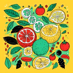 Lemon design in yellow background