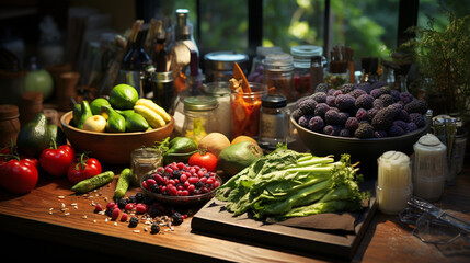 Fruits and vegetables on the table.