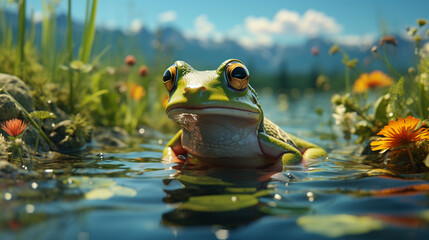 Fototapeta premium Frog on a lake.