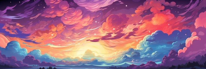 Obraz na płótnie Canvas Incredibly Beautiful Sunset Colorful Volumetric , Banner Image For Website, Background, Desktop Wallpaper