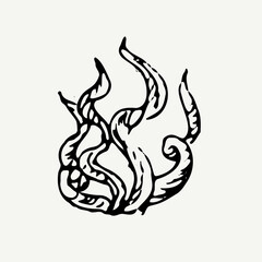 seaweed spirulina isolated hand drawn sketch