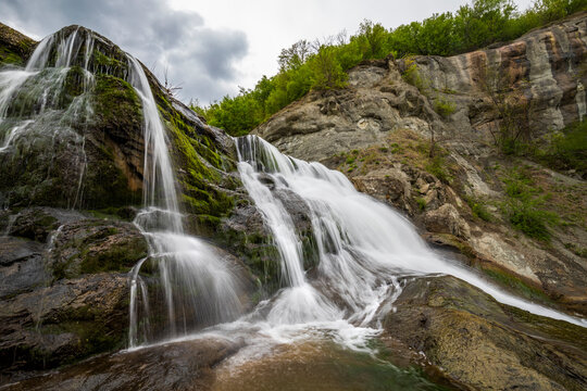 Big beautiful waterfall. Travel in Bulgaria. Hristovski waterfall © EdVal
