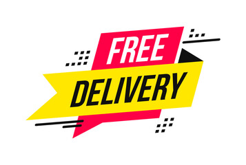 Free delivery design. For banner, sale, promotion, logo, icon, label, sticker, tag, symbol, stamp, etc. Vector Illustration