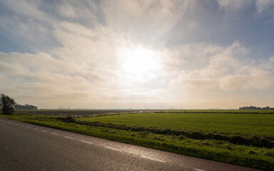 Country landscapes outside of the town of Ferwert, the Netherlands