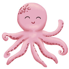 Vector watercolor illustration set of beautiful sea creature