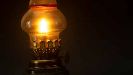 Glass oil lamp with copy space