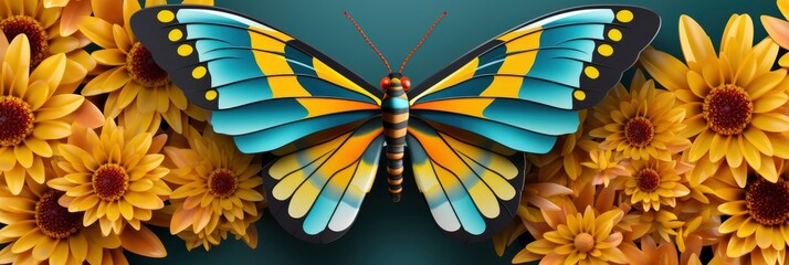 Top View Colorful Orizaba Silkmoth Butterfly , Banner Image For Website, Background, Desktop Wallpaper