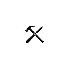 Crossed hammer and chisel logo vector graphics