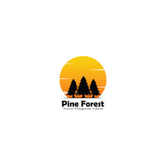 Pine forest logo vector graphics