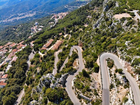 Winding hairpin curves of Baunei, Sardinia