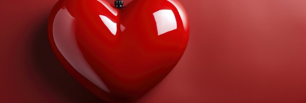 Vertical Shot Red Glossy Heart , Banner Image For Website, Background, Desktop Wallpaper