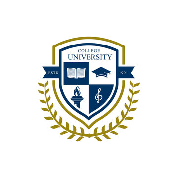University college school badge logo design vector image. Education badge logo design. University high school emblem