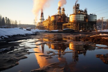 Gas and oil processing plant - obrazy, fototapety, plakaty