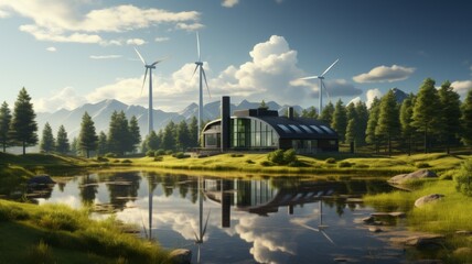 An environmentally friendly electricity generating system using wind energy - obrazy, fototapety, plakaty