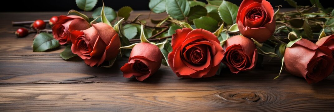 Rose On Wooden Background Valentines Day , Banner Image For Website, Background, Desktop Wallpaper