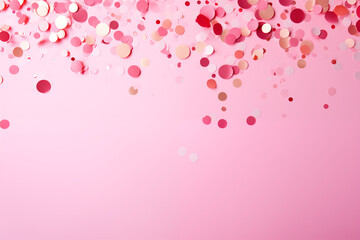 confetti on plain pink studio background