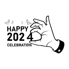 Human Hand Holding 2024 Digits concept, Twenty Twenty four vector icon design, Happy New Year 2024 Symbol, HNY Wishes Sign, New Years Eve celebration Element stock illustration