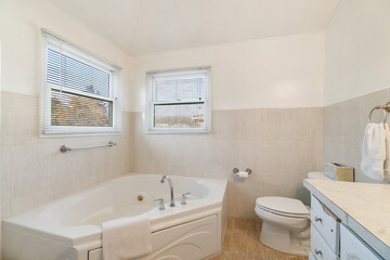 Fototapeta na wymiar Bathroom images with sink vanity mirror bathtub and shower
