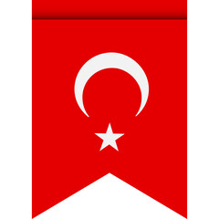 Obraz premium Turkey flag or pennant isolated on white background. Pennant flag icon.